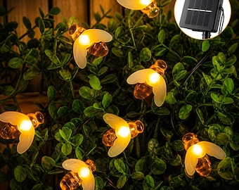 Solar Bee String Lights 31FT 50 LED Waterproof Garden Fairy Lights