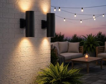 Modern Matte Black Wall Sconce Outdoor Light( Set of 2) Up Down Lighting