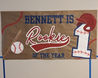 Custom Hand Painted Baseball Birthday Banner | Rookie of the Year Kraft Paper Sign