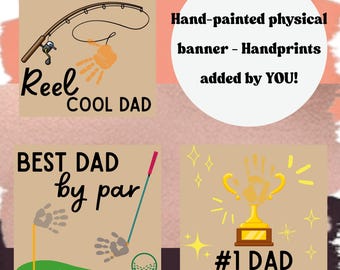 Custom Hand-Painted Father's Day Gift Banner | (DIY) Kids Handprint Kraft Paper Keepsake
