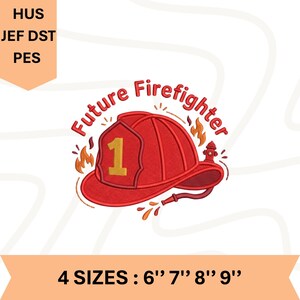 Può includere: Design ricamato con un casco da pompiere rosso con il numero 1 e la scritta "Future Firefighter". Il design include fiamme e un idrante. Disponibile in 4 misure: 15 cm, 18 cm, 20 cm e 23 cm.