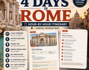 Itinerario de 4 días en Roma y mapa digital (PDF)