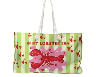 Weekender Bag | Lobster Pattern, Heart Stripes, Beach Tote