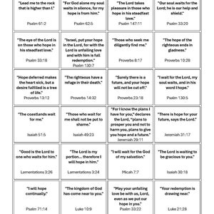 May include: A grid of twenty-four rectangular boxes on a white page, each containing a black printed Bible verse and its corresponding citation. The text is organized in six rows and four columns, with the page number 46 at the top right corner.