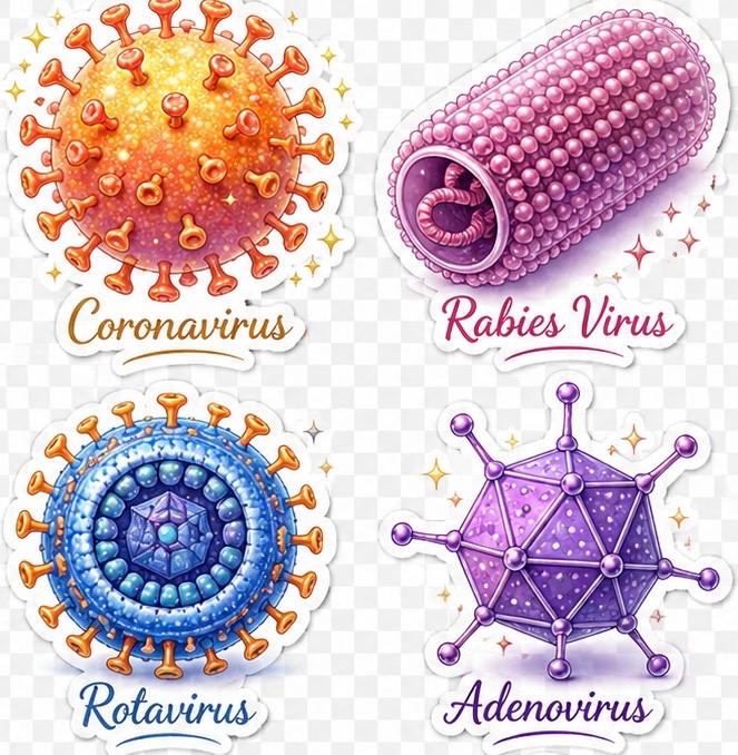 Cute Virus Sticker Pack | Microbiology Stickers | Nurse Gift | Science ...