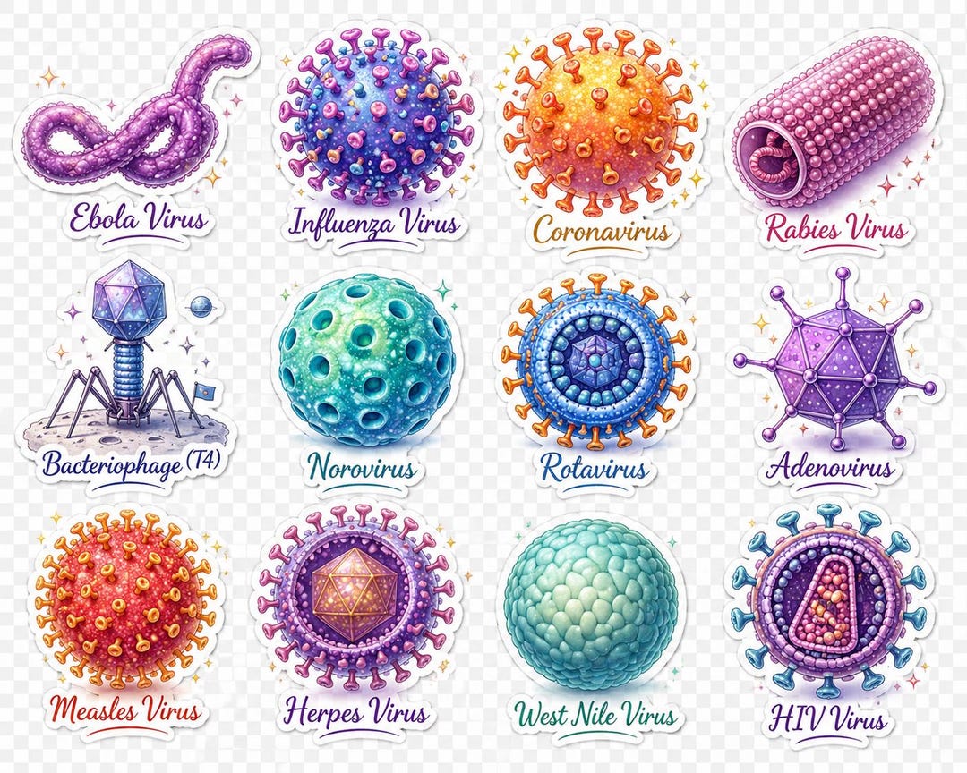 Cute Virus Sticker Pack | Microbiology Stickers | Nurse Gift | Science ...