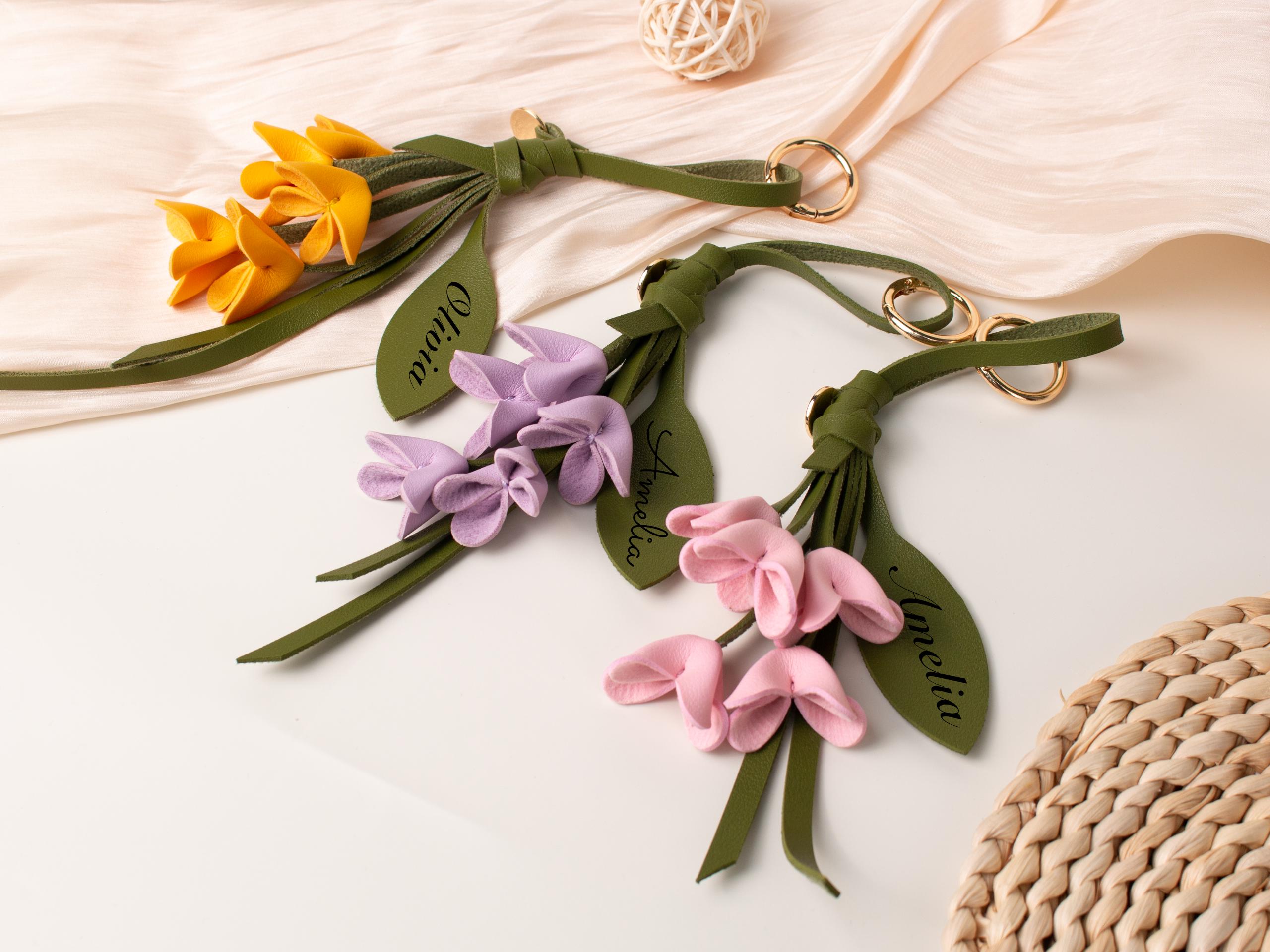 Flower leather bag charms - Etsy 日本