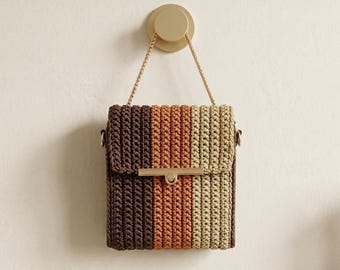 Patrón de bolso de ganchillo con bloques de color, bolso moderno, bolso ideal para principiantes (descarga en PDF)