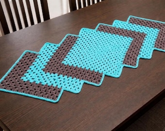 Camino de mesa cuadrado de ganchillo estilo abuela, decoración de mesa de ganchillo, patrón PDF de camino de mesa con diseño de malla