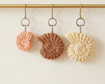 Modèle de porte-clés au crochet en coquille d'ammonite | Bijou de sac, accessoire côtier (Modèle PDF)