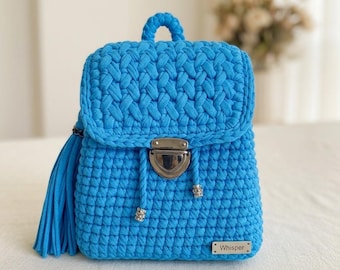 Patrón de mochila de ganchillo para principiantes, tutorial sencillo para bolso con cordón (descarga en PDF)