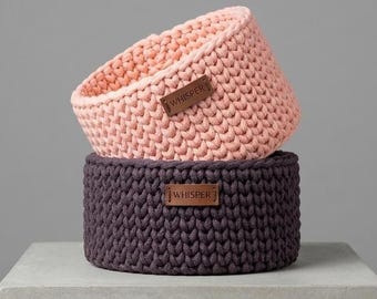 Patrón de cesta de ganchillo en PDF, organizador de macramé resistente para cables, organización moderna del hogar (descarga digital)