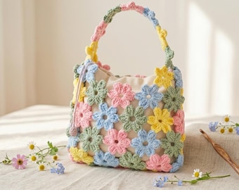 Patrón de bolso de ganchillo con diseño floral, monedero con estampado floral, diseño de accesorio bohemio (descarga en PDF)