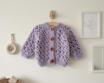Crochet Baby Cardigan Pattern | Textured Seamless Sweater (Newborn-12 Months) (PDF)