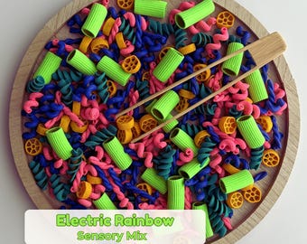 Electric Rainbow Sensory Bin Filler, Neon Glow Sensory Mix, Color Sorting Toddler Activity, Montessori Toy, Fine Motor Activities, Tuff Tray