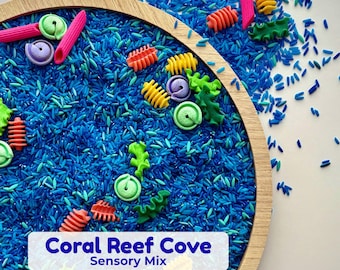 Ocean Sensory Bin Filler, Coral Reef Kids Gift, Sea Life Rice Mix, Under the Sea Play Kit, Montessori Toy, Preschool Fine Motor, Tuff Tray