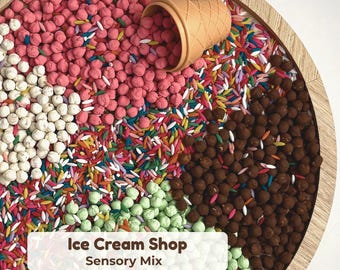 Ice Cream Shop Sensory Bin Filler, Pretend Play Kit for Kids, Scoop and Sort Rice Mix, Montessori Toy, Preschool Gift, Fine Motor, Tuff Tray