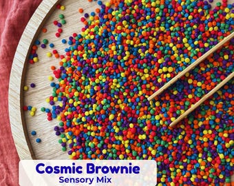 Rainbow Sensory Bin Filler, Cosmic Brownie Kids Gift, Colorful Couscous Mix, Fine Motor Tool Activity, Montessori Toy, Preschool Play, Tuff