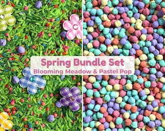 Spring Sensory Bin Bundle, Kids Gift Set, Colorful Rice and Chickpea Mix, Montessori Toy, Preschool Fine Motor Activity, Tuff Tray Filler