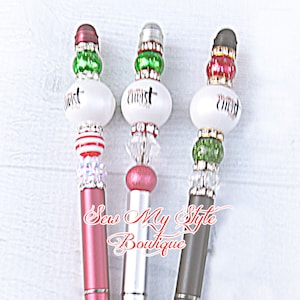 Beaded Pen/Merry CHRISTmas/Journal Pen/Gift Pen/Stocking stuffer/Sentiment Gift Pen/Gifts for Friends and Family/Girls