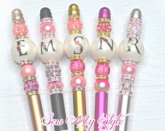 Beaded Pen/INTIALS Pen/Gift Pen with Letter/Blinged Out Pen/Journal Pen/Gift for Girls/Teacher/Friends/Co worker/ Relative/Jeweled Pen