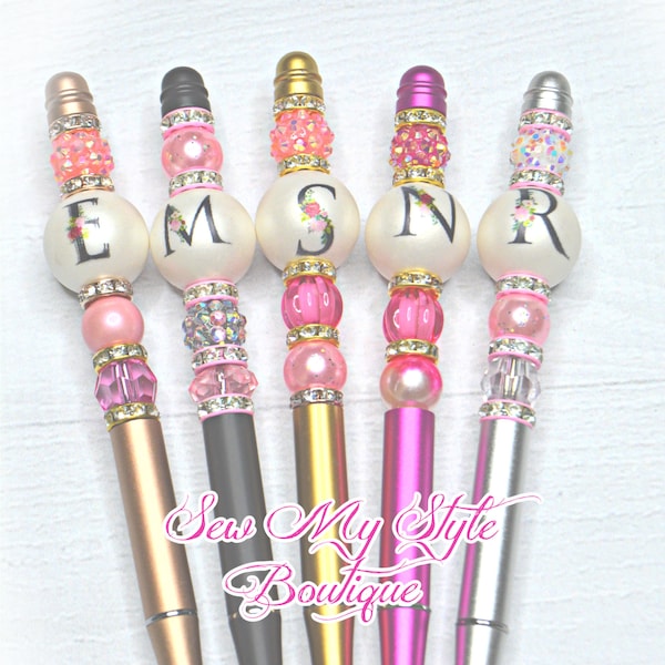 Beaded Pen/INTIALS Pen/Gift Pen with Letter/Blinged Out Pen/Journal Pen/Gift for Girls/Teacher/Friends/Co worker/ Relative/Jeweled Pen