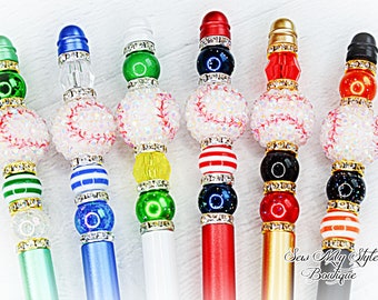 Baseball Gift for Coach Pen Team Mom Gifts Baseball Theme Gift Pen Baseball Fan Gift Beaded Pen Journal Pen Custom Team Color Baseball Pen