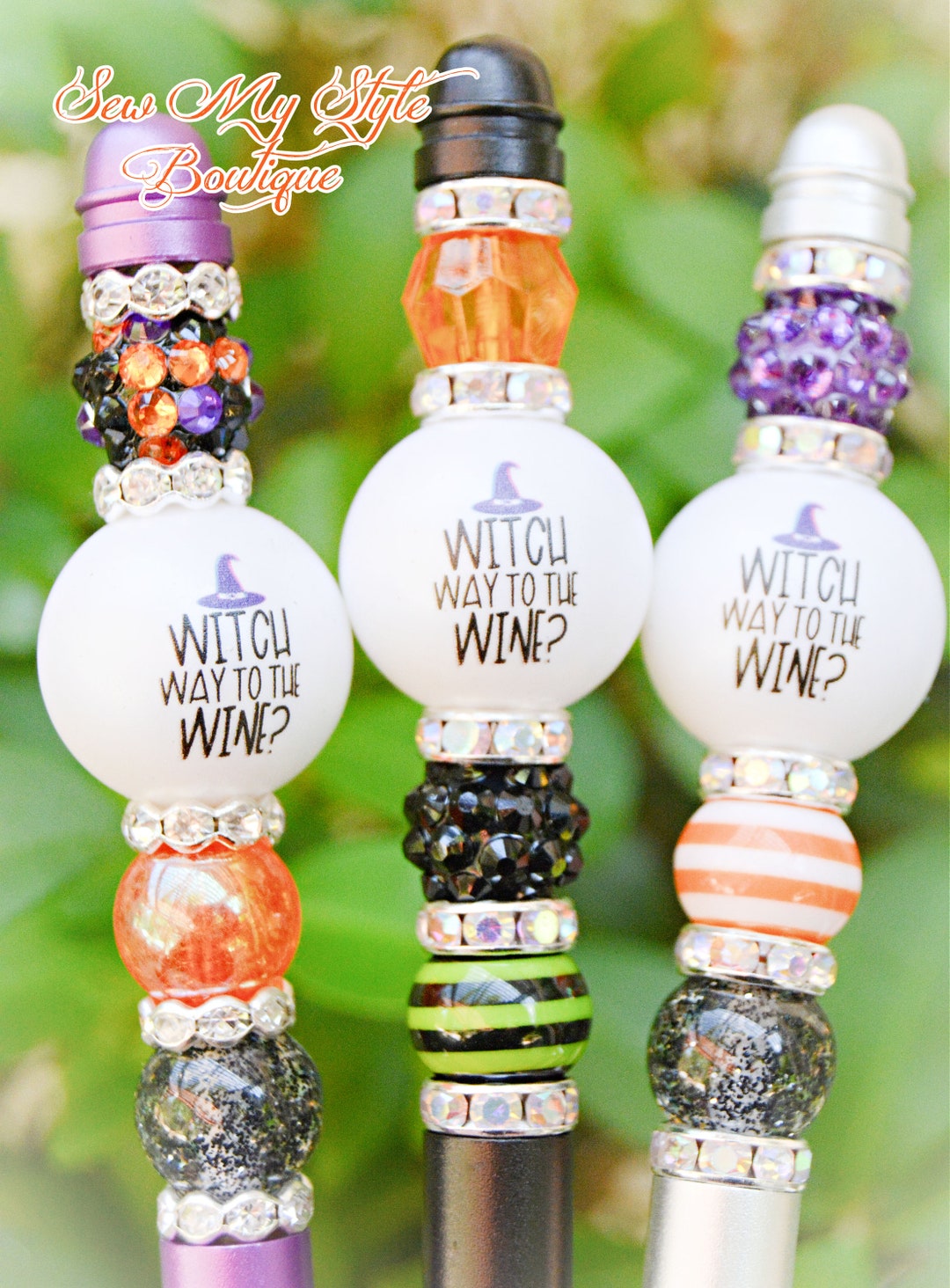 Beaded Pen/witch Way to Wine Pen/halloween Witch Pen/journal Pen ...