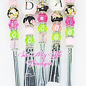 Makeup Brush Set/Letter Inital Beaded Makeup Brushes/You choose Letters/Fancy 5 Piece Makeup Brush Tool set/Gift set