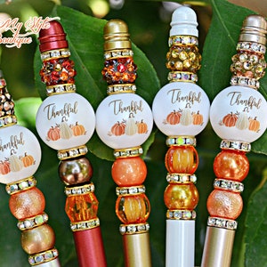 Beaded Pen/THANKFUL pen/Thanksgiving Fall Pumpkin Pen/Gift Pen/Refillable Ink Pen/gifts for Friends/gifts for family/gifts for hostess