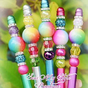 Beaded Pen/Colorful TIE DYE Beaded Pen/Pen Set or Single Pen/Gift Pen/Pretty Pen/Gift for Girls/Friends/Teacher/Refillable Ink Pen/Fancy Pen