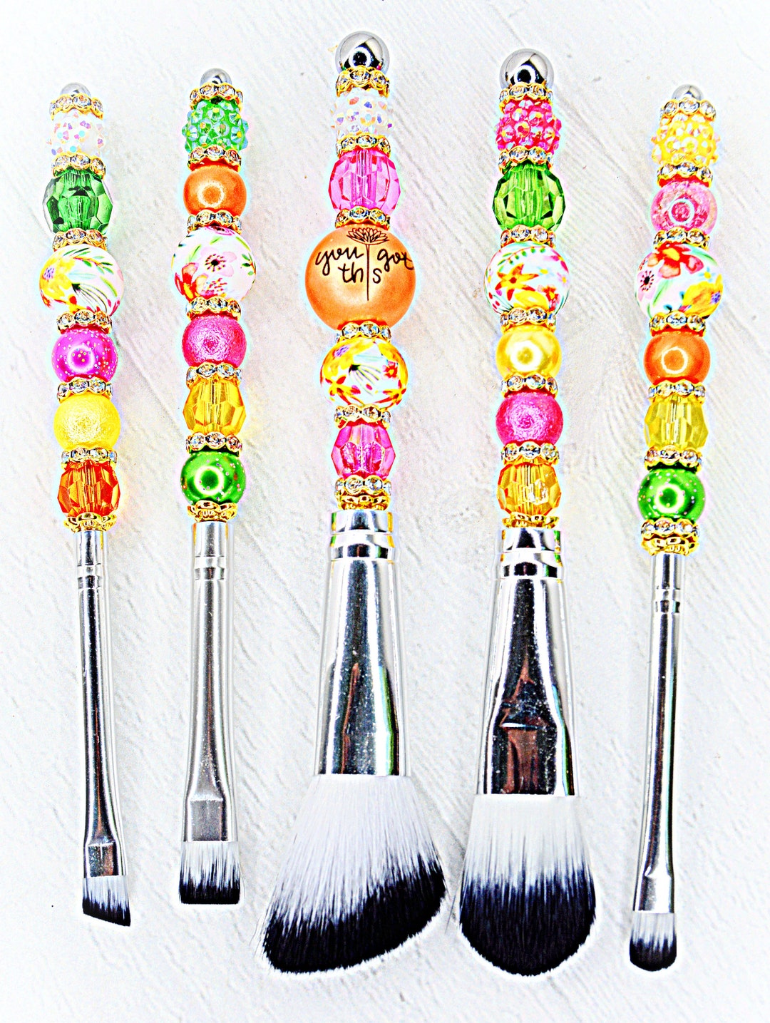 Makeup Brushes/beaded YOU GOT THIS/5 Piece Set Makeup Brushes/fancy