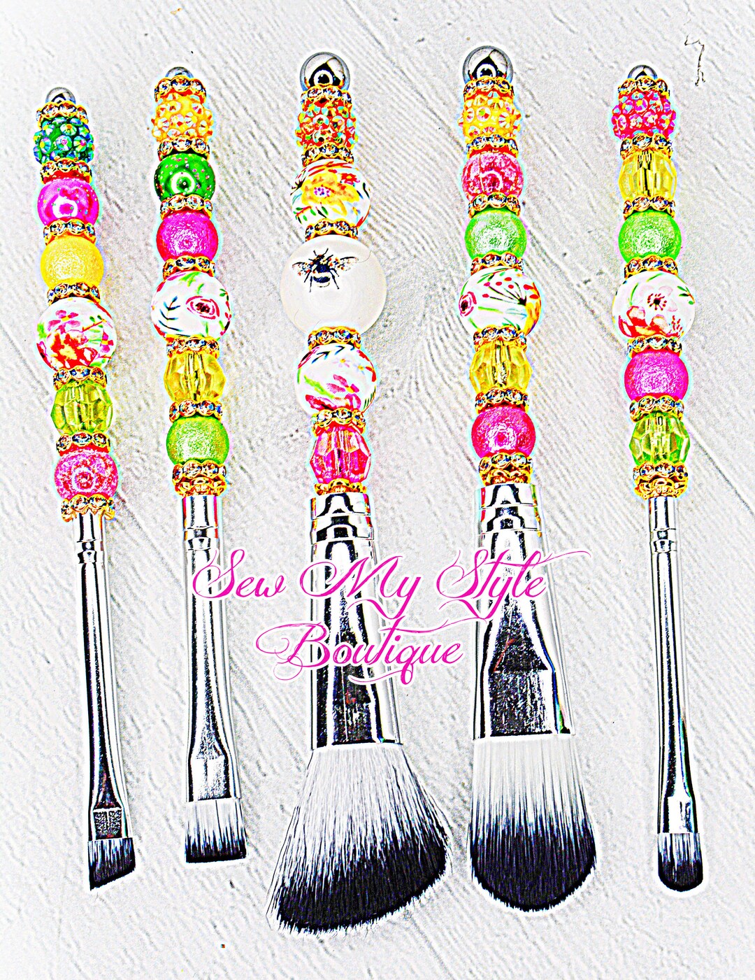 Makeup Brush Set/beaded Lux BEE FLOWER Makeup Gift Set/fancy Makeup