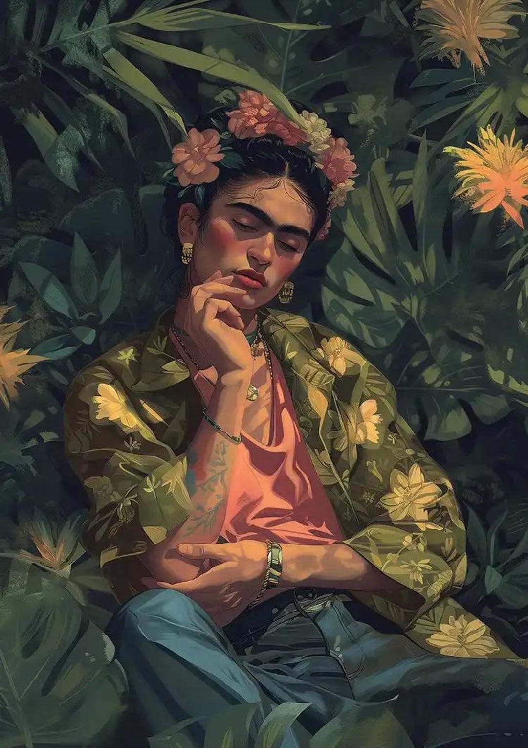 Rest Portrait A Painted Flower Rest Portrait Painting - Etsy