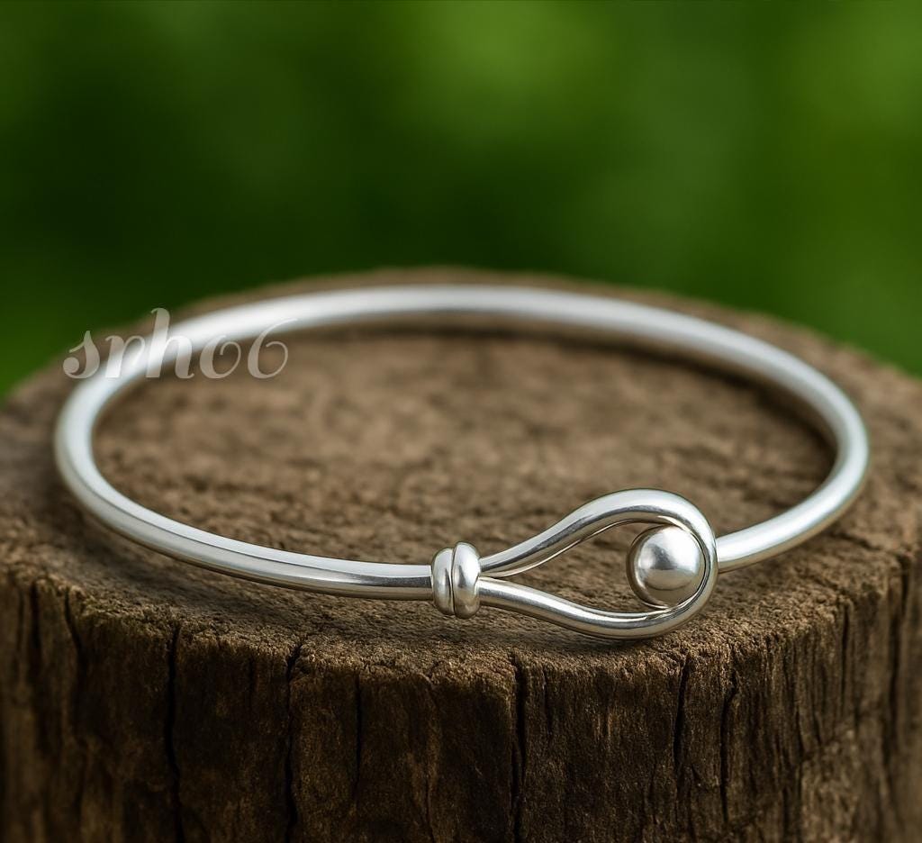 Silver Hook Clasp Bangle - Etsy