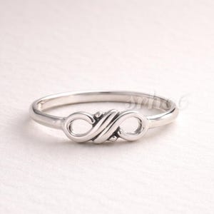 Bague infini en argent sterling 925, alliance minimaliste et délicate à superposer, bijou fait main