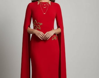 Designer maxi-jurk met kralen vrouwen diamanten cape mouw elegante vloerlengte luxe avondjurk formele feestjurk