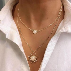 Layered Gold Necklace Set – Coin Pendant Beaded Boho Stackable Jewellery