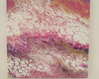 Marmorizzazione fluida – Opera d'arte astratta fluida con effetto marmorizzato su tela 20x20.