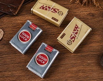 Metal Cigarette Case Slide Lid, Slim Pocket Cigarette Holder Box, Portable Tobacco Storage, Vintage Smoking Accessories Gift for Men