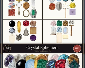 Kit de efímeros de cristal / Imprimibles vintage para diario de recortes de cristal / Elementos PNG recortados con precisión / Uso comercial / Descarga instantánea