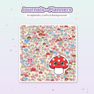 Kawaii Mushroom Seamless Patterns | 12 Digital Papers (Commercial Use) image 5