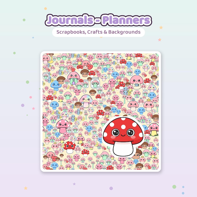Kawaii Mushroom Seamless Patterns | 12 Digital Papers (Commercial Use) image 5