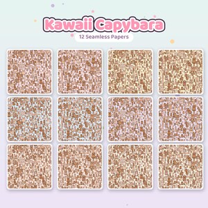 Kawaii Capybara Seamless Patterns | Digital Paper Pack (Commercial Use) image 4