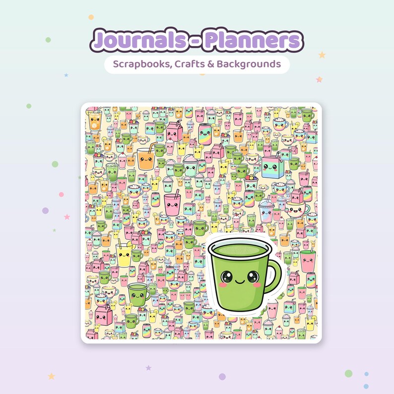 Kawaii Boba Seamless Patterns | 12x12in Digital Paper Pack (Commercial Use) image 4