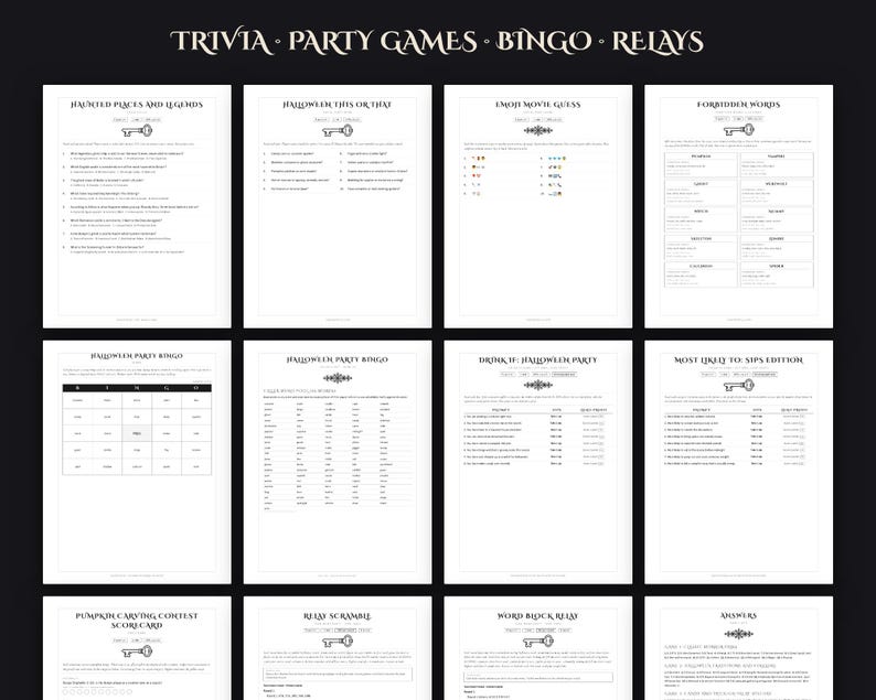 Paquete de juegos para fiestas de Halloween, 50 juegos imprimibles para adultos (PDF) imagen 3