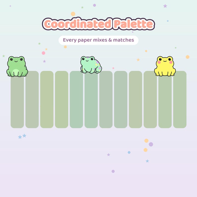 Naadloze digitale papieren kawaii kikker (12 ontwerpen) afbeelding 5