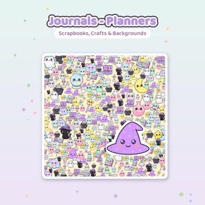 Kawaii Witchy Digital Paper Pack | 12 Seamless Patterns (Commercial Use) image 5