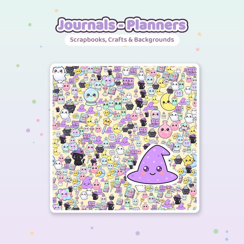 Kawaii Witchy Digital Paper Pack | 12 Seamless Patterns (Commercial Use) image 5