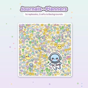 Kawaii Weltraum Digitales Papier | Nahtlose Muster, Kommerzielle Nutzung (Instant Download) Bild 5